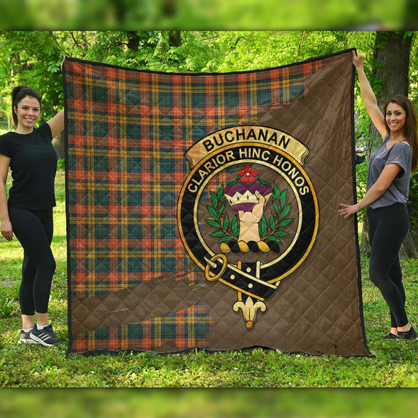 Buchanan Ancient Tartan Crest Premium Quilt Oldest Style