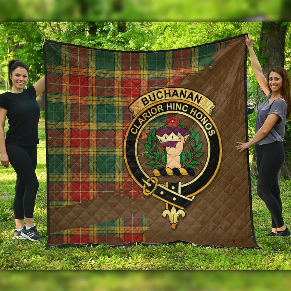 Buchanan Old Sett Tartan Crest Premium Quilt Oldest Style