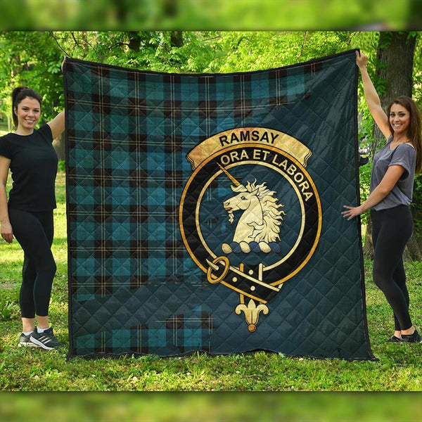 Ramsay Blue Ancient Tartan Crest Premium Quilt Oldest Style