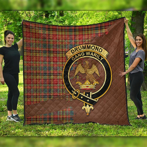 Drummond of Strathallan Tartan Crest Premium Quilt Oldest Style