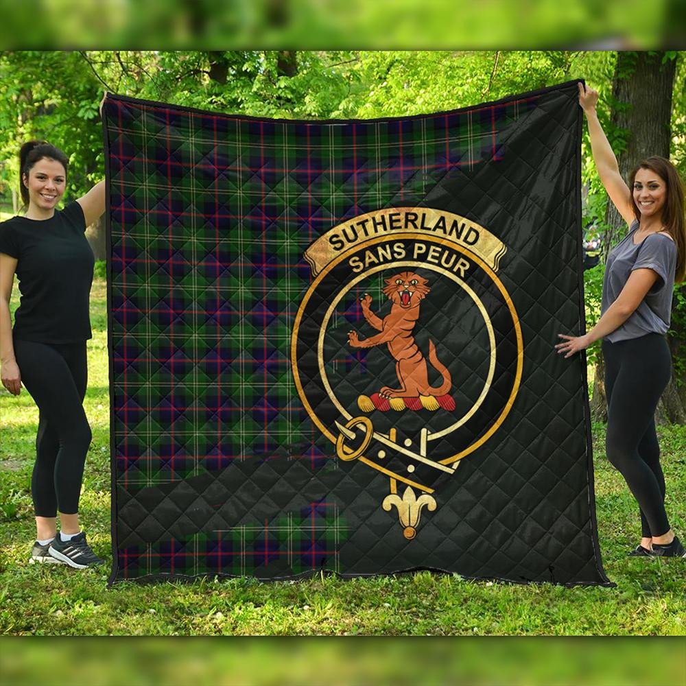 Sutherland Modern Tartan Crest Premium Quilt Oldest Style