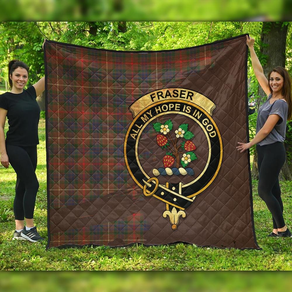 Fraser Hunting Modern Tartan Crest Premium Quilt Oldest Style