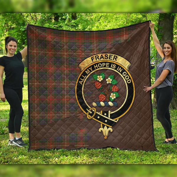 Fraser Hunting Modern Tartan Crest Premium Quilt Oldest Style