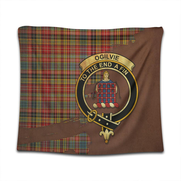 Ogilvie Tartan Crest Tapestry Oldest Style