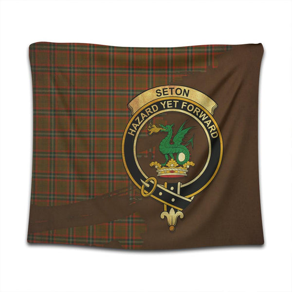 Seton Hunting Modern Tartan Crest Tapestry Oldest Style