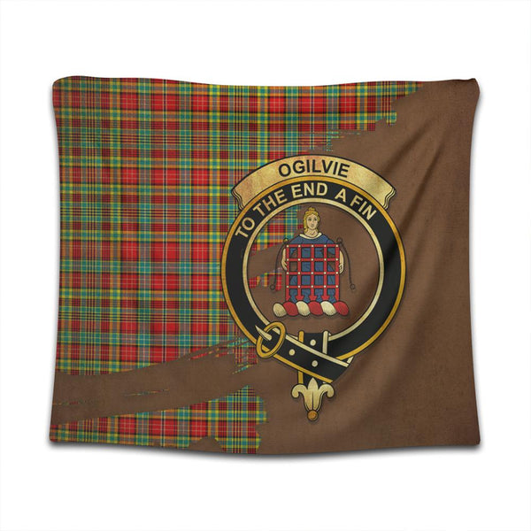 Ogilvie Hunting Ancient Tartan Crest Tapestry Oldest Style