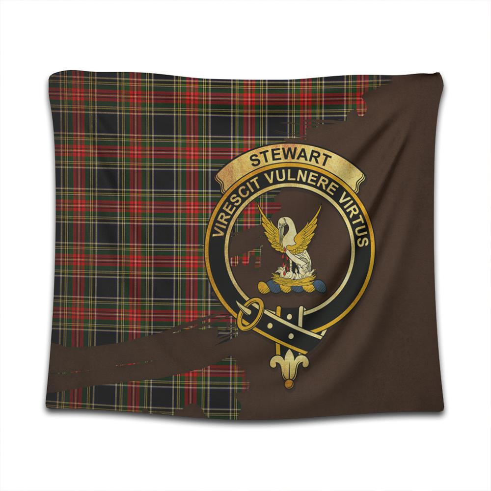 Stewart Black Tartan Crest Tapestry Oldest Style