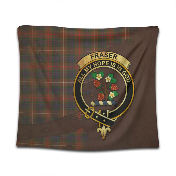 Fraser Hunting Modern Tartan Crest Tapestry Oldest Style