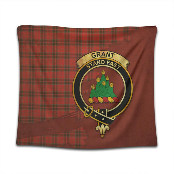 Grant Weathered Tartan Crest Tapestry Oldest Style