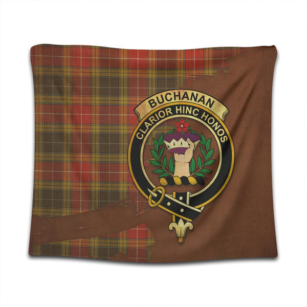 Buchanan Old Set Weathered Tartan Crest Tapestry Oldest Style