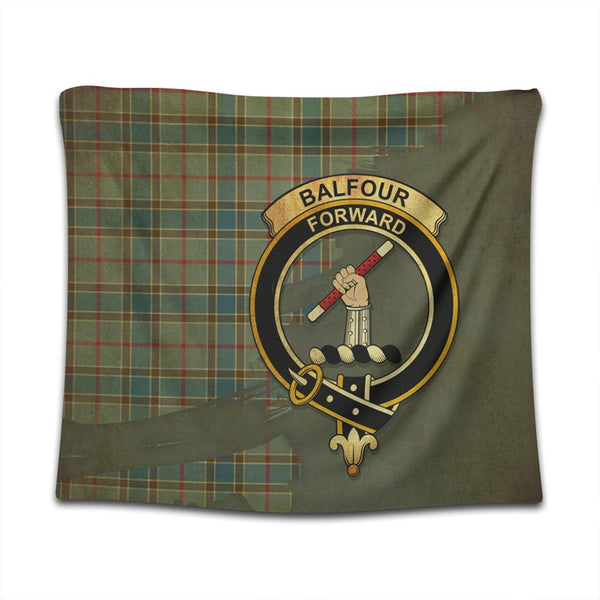 Balfour Blue Tartan Crest Tapestry Oldest Style