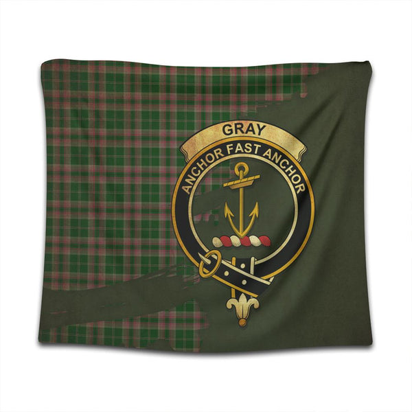 Gray Tartan Crest Tapestry Oldest Style