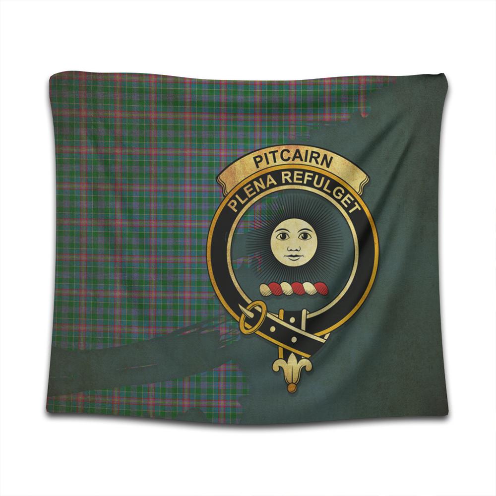 Pitcairn Hunting Tartan Crest Tapestry Oldest Style