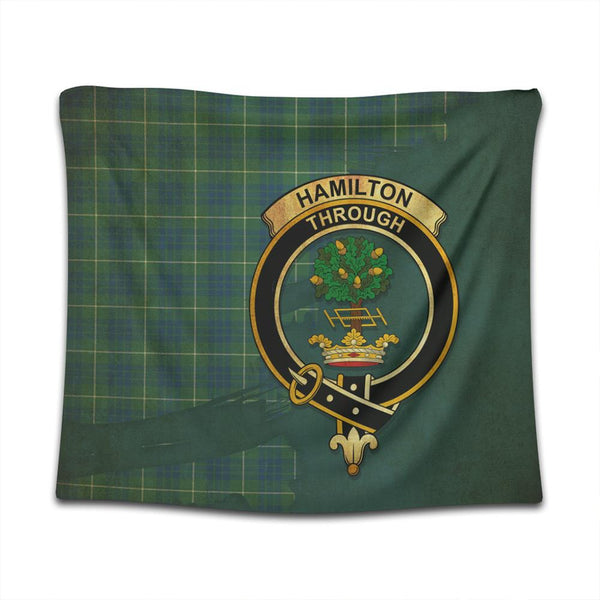 Hamilton Hunting Ancient Tartan Crest Tapestry Oldest Style