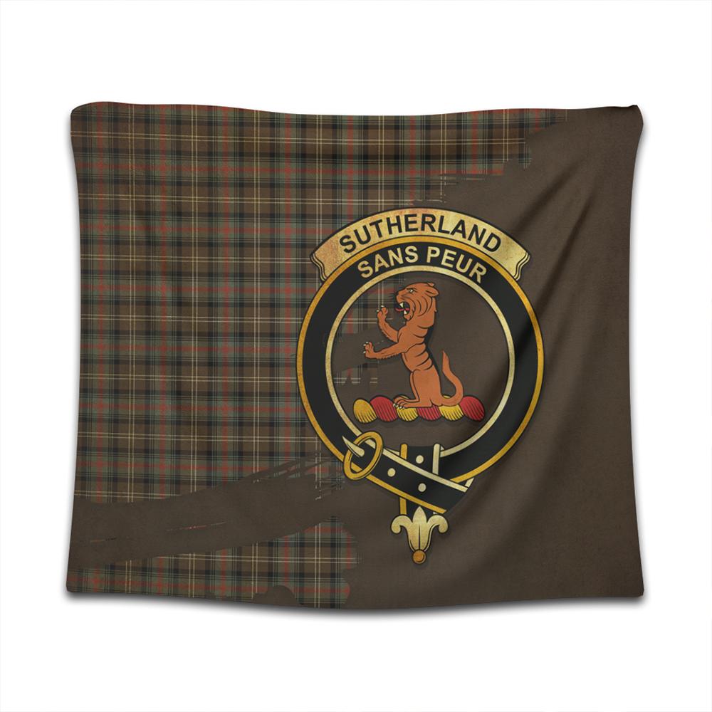 Sutherland Weathered Tartan Crest Tapestry Oldest Style