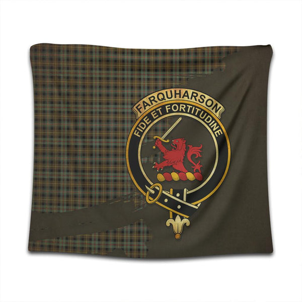 Farquharson Weathered Tartan Crest Tapestry Oldest Style