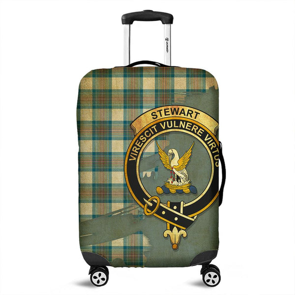 Stewart Muted Blue Tartan Crest Luggage Cover Oldest Style