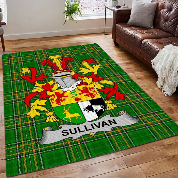 Irish Area Rug, Tartan Rug, Sullivan Or O'Sullivan Ireland Irish National Tartan Rug, Gifts for Ireland