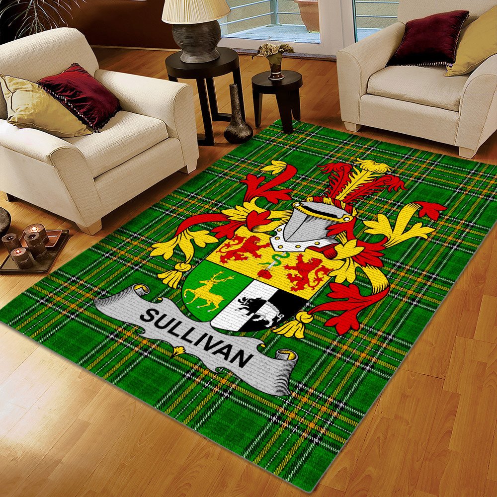 Irish Area Rug, Tartan Rug, Sullivan Or O'Sullivan Ireland Irish National Tartan Rug, Gifts for Ireland