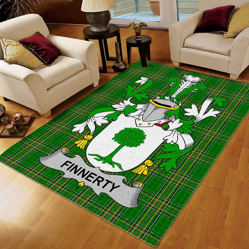 Tartan Printing Floor Mat Carpet, Finnerty Or O'Finaghty Ireland Irish National Tartan Rug, Gifts for Ireland