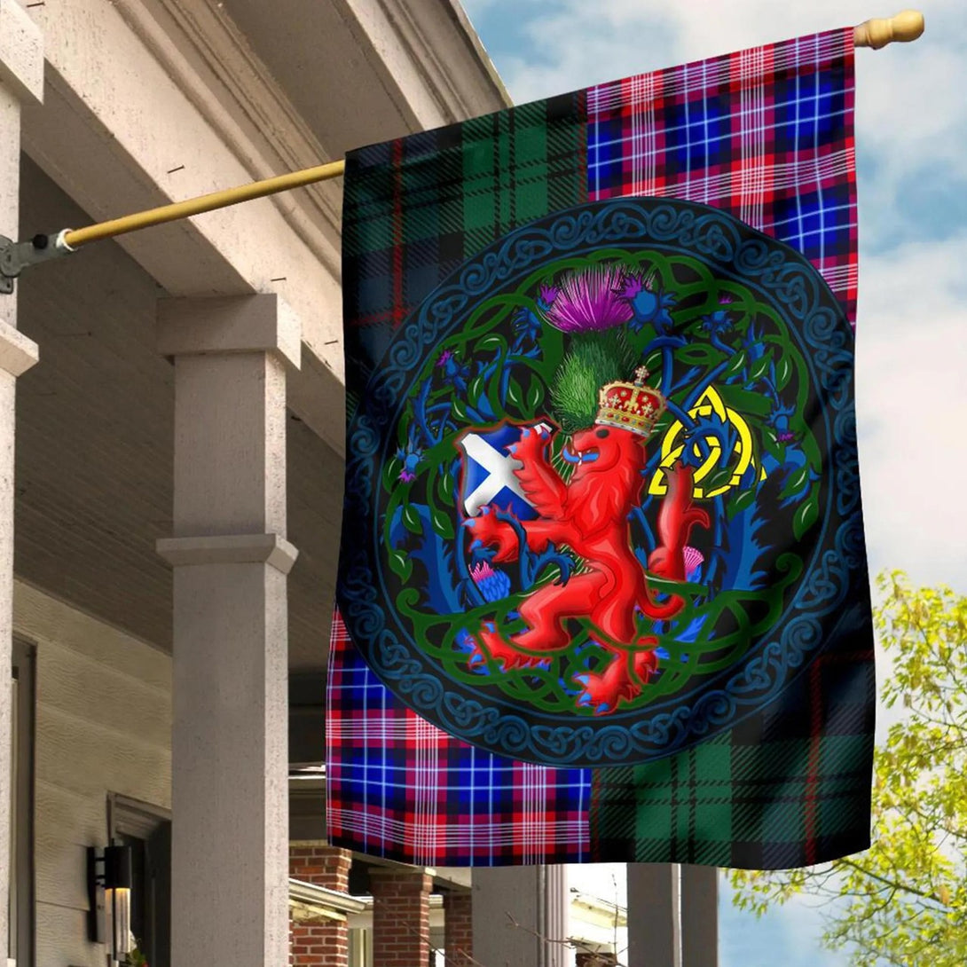 Scotland Rampant Lion with Thistle Flag Tartan Version