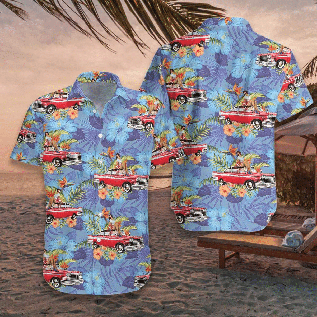 Retro Vintage Girl Car Hawaiian Shirt | Celticprime.com – celticprime