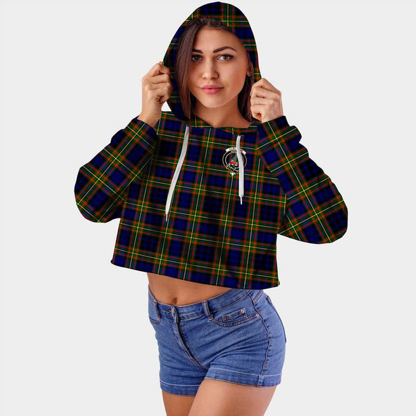 Clelland Modern Clan Badge Classic Tartan Croptop Hoodie