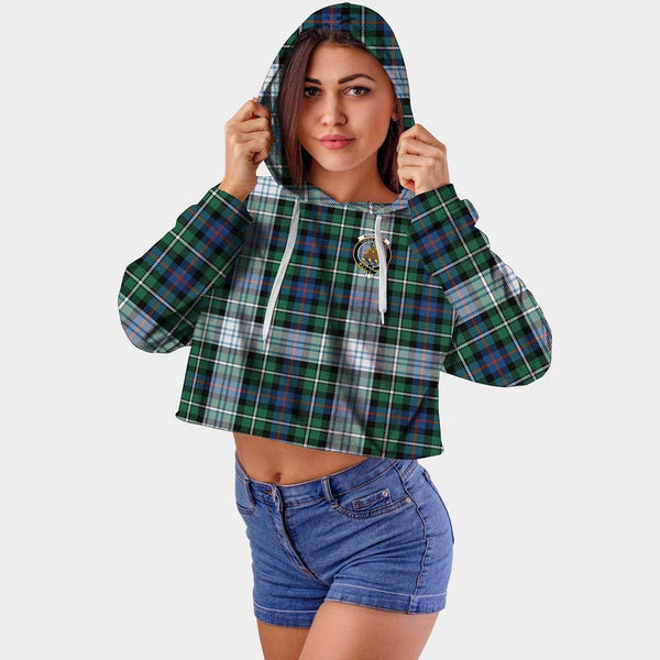 MacKenzie Dress Ancient Clan Badge Classic Tartan Croptop Hoodie