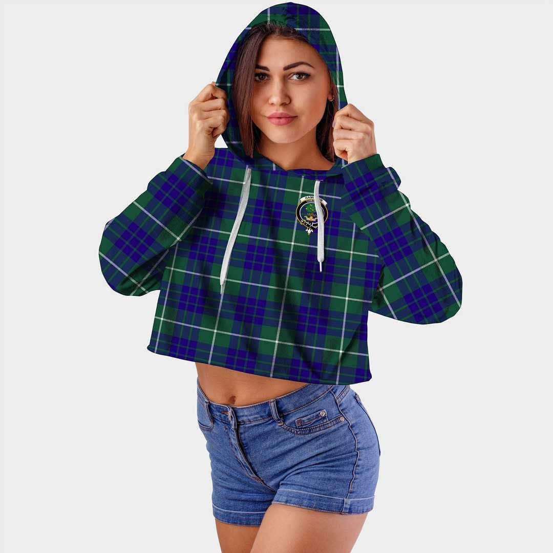 Hamilton Hunting Modern Clan Badge Classic Tartan Croptop Hoodie