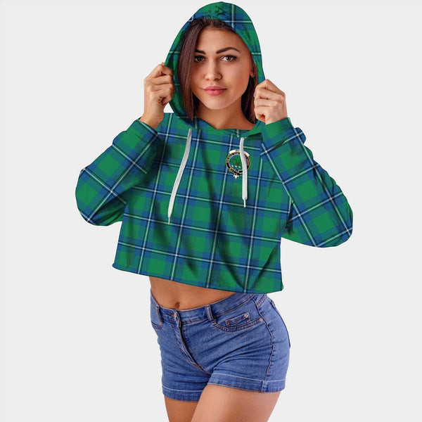 Irvine Ancient Clan Badge Classic Tartan Croptop Hoodie