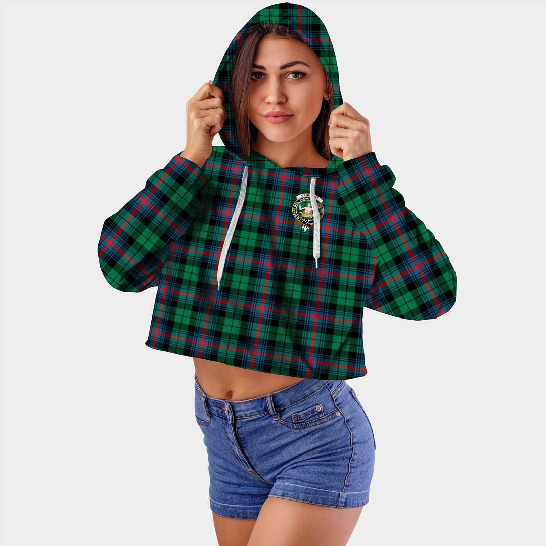 Urquhart Broad Red Ancient Clan Badge Classic Tartan Croptop Hoodie