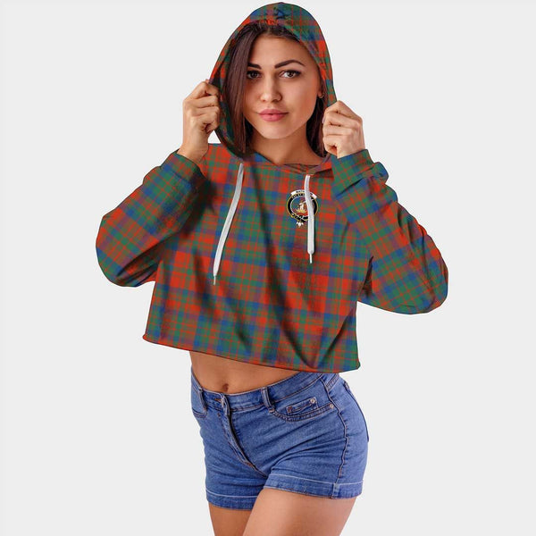 Matheson Ancient Clan Badge Classic Tartan Croptop Hoodie