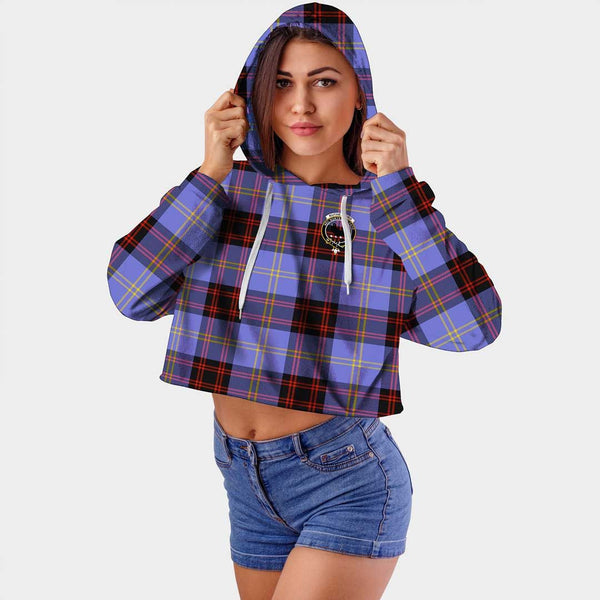 Rutherford Clan Badge Classic Tartan Croptop Hoodie