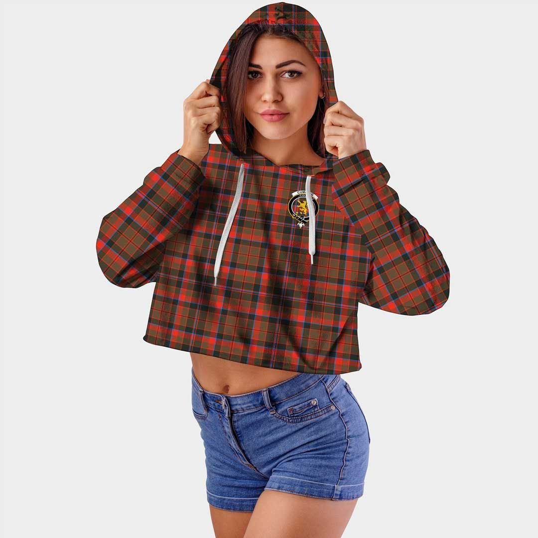 Cumming Hunting Weathered Clan Badge Classic Tartan Croptop Hoodie