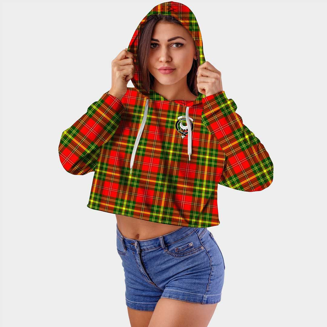 Leask Clan Badge Classic Tartan Croptop Hoodie