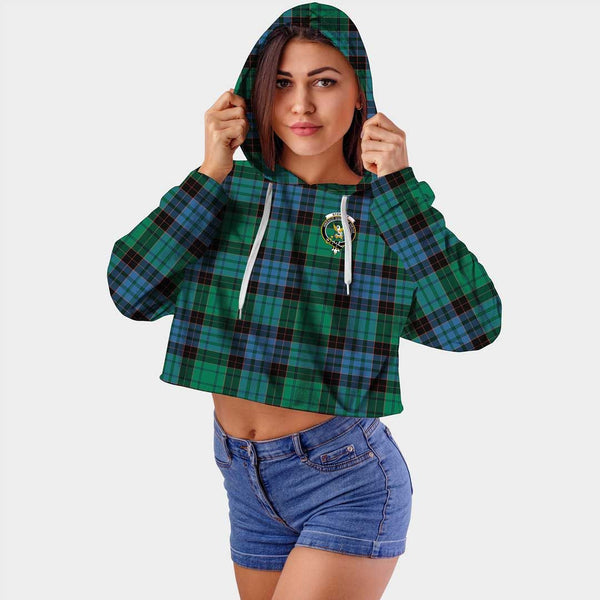 Stewart Old Ancient Clan Badge Classic Tartan Croptop Hoodie