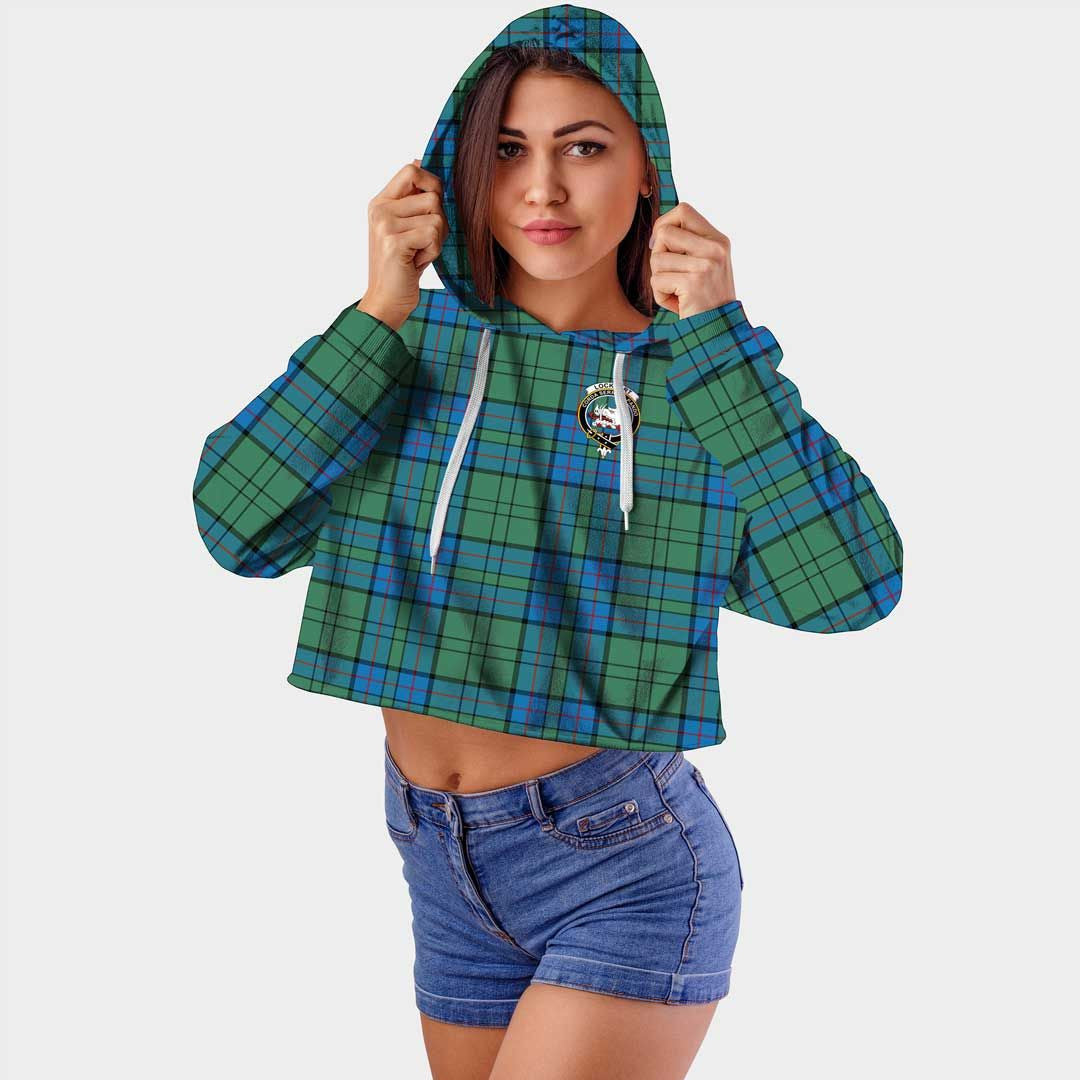 Lockhart Modern Clan Badge Classic Tartan Croptop Hoodie