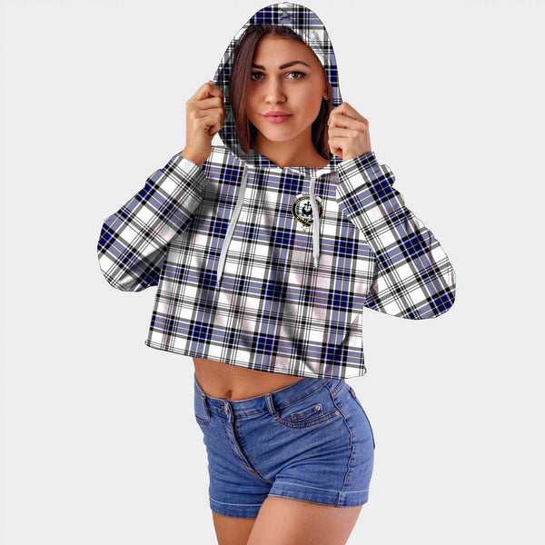 Hannay Modern Clan Badge Classic Tartan Croptop Hoodie