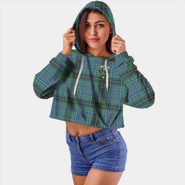 MacInnes Ancient Clan Badge Classic Tartan Croptop Hoodie