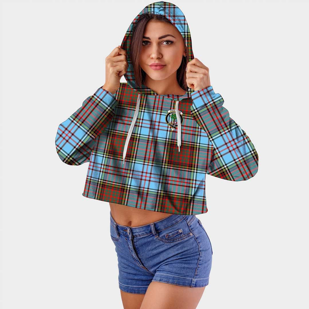 Anderson Ancient Clan Badge Classic Tartan Croptop Hoodie