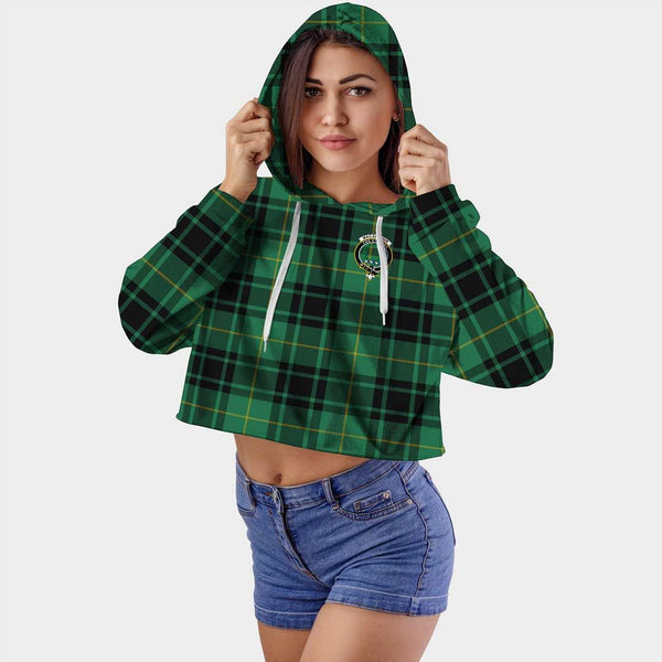 MacArthur Ancient Clan Badge Classic Tartan Croptop Hoodie