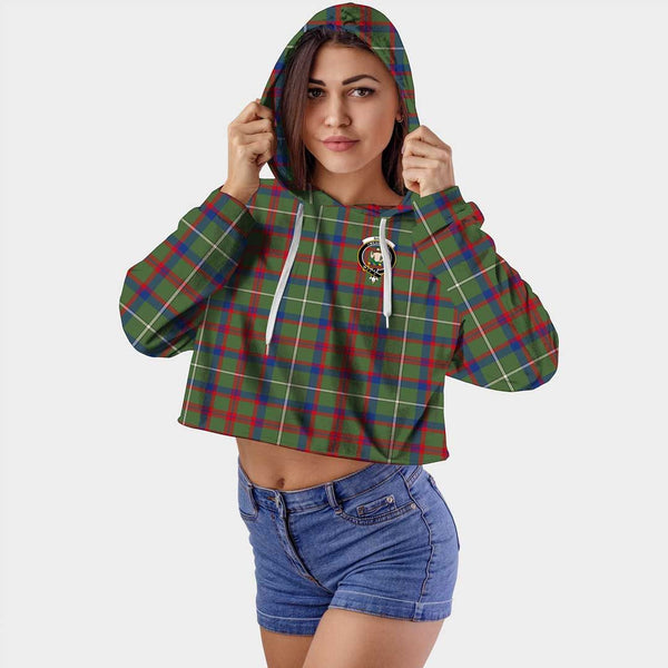 Shaw Green Modern Clan Badge Classic Tartan Croptop Hoodie