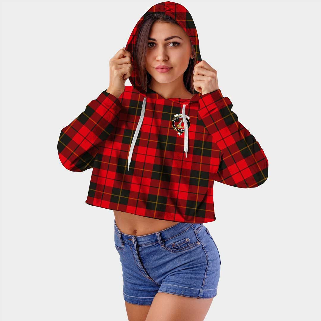 Wallace Weathered Clan Badge Classic Tartan Croptop Hoodie