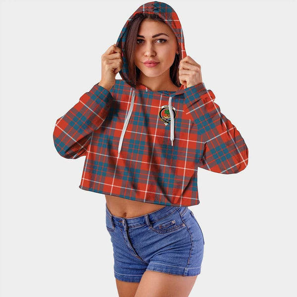 Hamilton Ancient Clan Badge Classic Tartan Croptop Hoodie