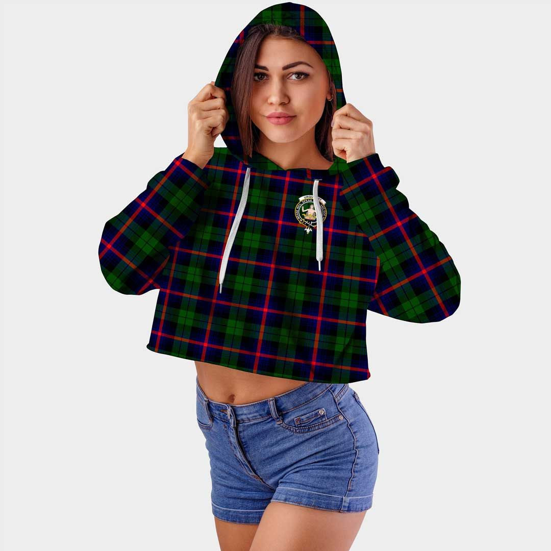 Urquhart Modern Clan Badge Classic Tartan Croptop Hoodie