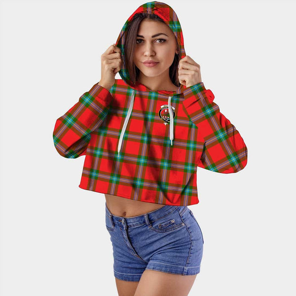 MacLaine of Loch Buie Hunting Ancient Clan Badge Classic Tartan Croptop Hoodie