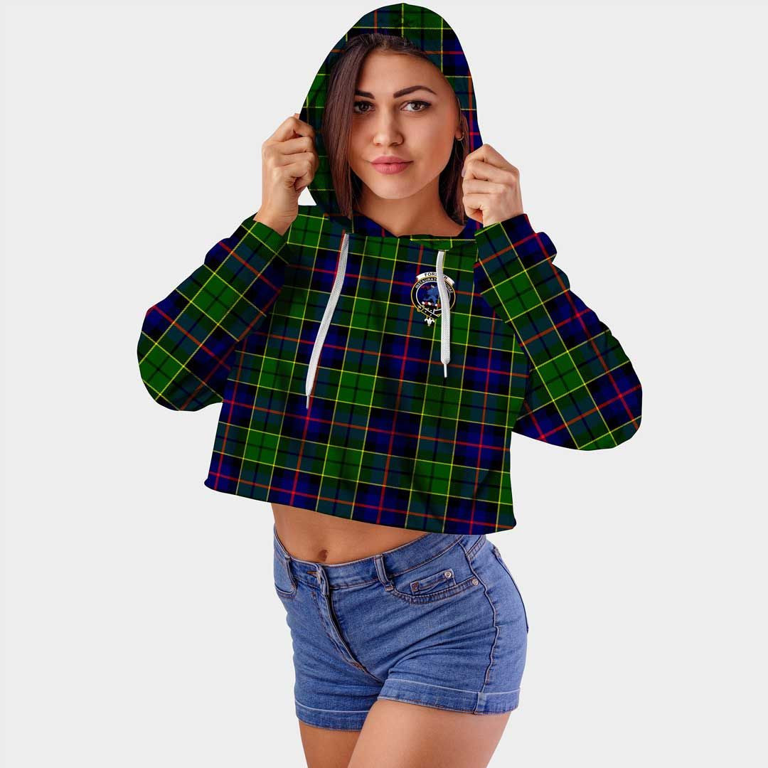 Forsyth Modern Clan Badge Classic Tartan Croptop Hoodie