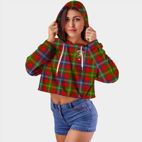 Forrester Clan Badge Classic Tartan Croptop Hoodie