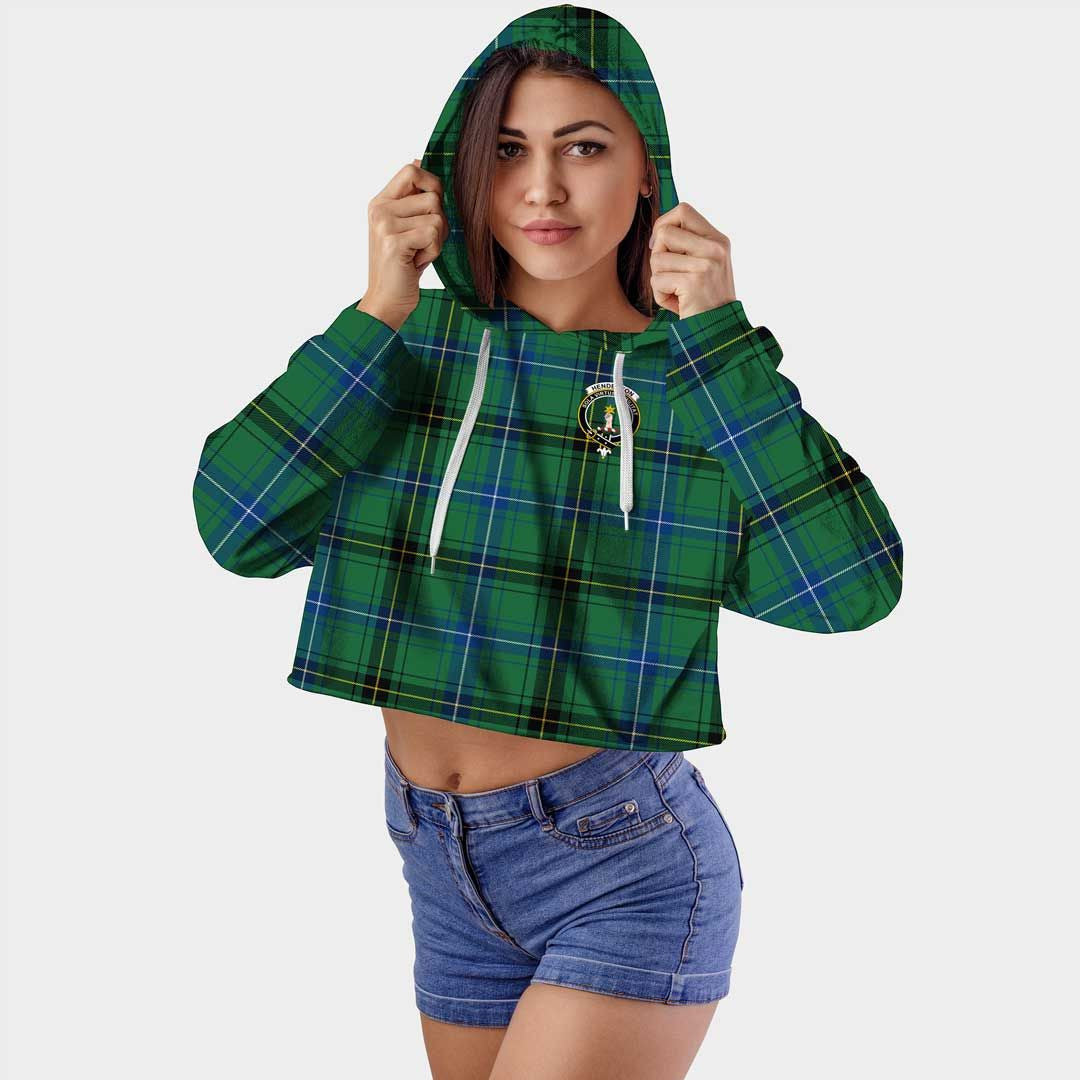 Henderson Ancient Clan Badge Classic Tartan Croptop Hoodie