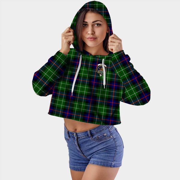 Leslie Hunting Ancient Clan Badge Classic Tartan Croptop Hoodie